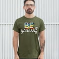 thumbnail image 3 of Tee Hunt Be Yourself T-Shirt LGBT Support Gay Pride Rainbow Good Vibes Ally Men's Tee, Military Green, X-Large, 3 of 5