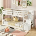 thumbnail image 4 of Costway Twin Over Twin Low Bunk Bed Solid Wood Floor Bunk Bed Frame with Storage Stairs, 4 of 10