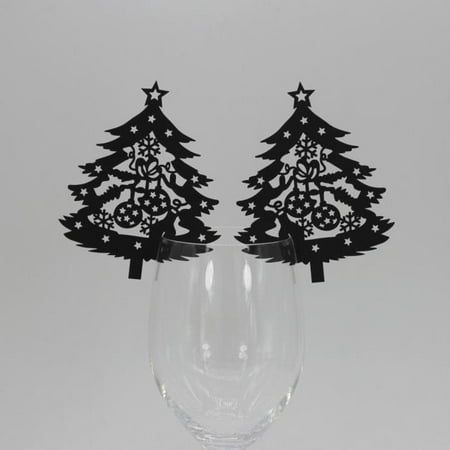New 50 Pcs Christmas Tree Wine Glass Paper Card for Wedding