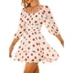 thumbnail image 1 of VISgogo Vestido de manga farol para mujer con decoración de volantes, ropa de verano de cintura alta con escote cuadrado de lunares VISgogo  moda, 1 of 4