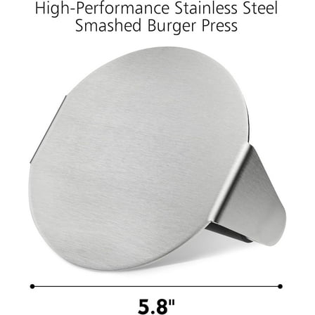 Burger Press with Anti-Scald Handle, 5.8 Inch Stainless Steel Burger Smasher, Round Non-Stick Hamburger Press for Griddle, Griddle Accessories Kit for Flat Grill Cooking, Gift Package