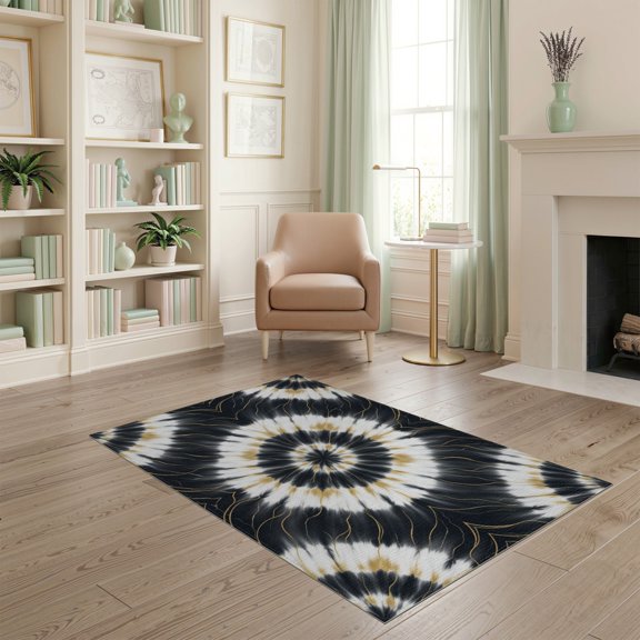 ODIKA Marbled Abstract Swirling Contemporary Smalltan Pet Friendly & Kids Safe Play for Playroom, Bedroom, Reading Nook