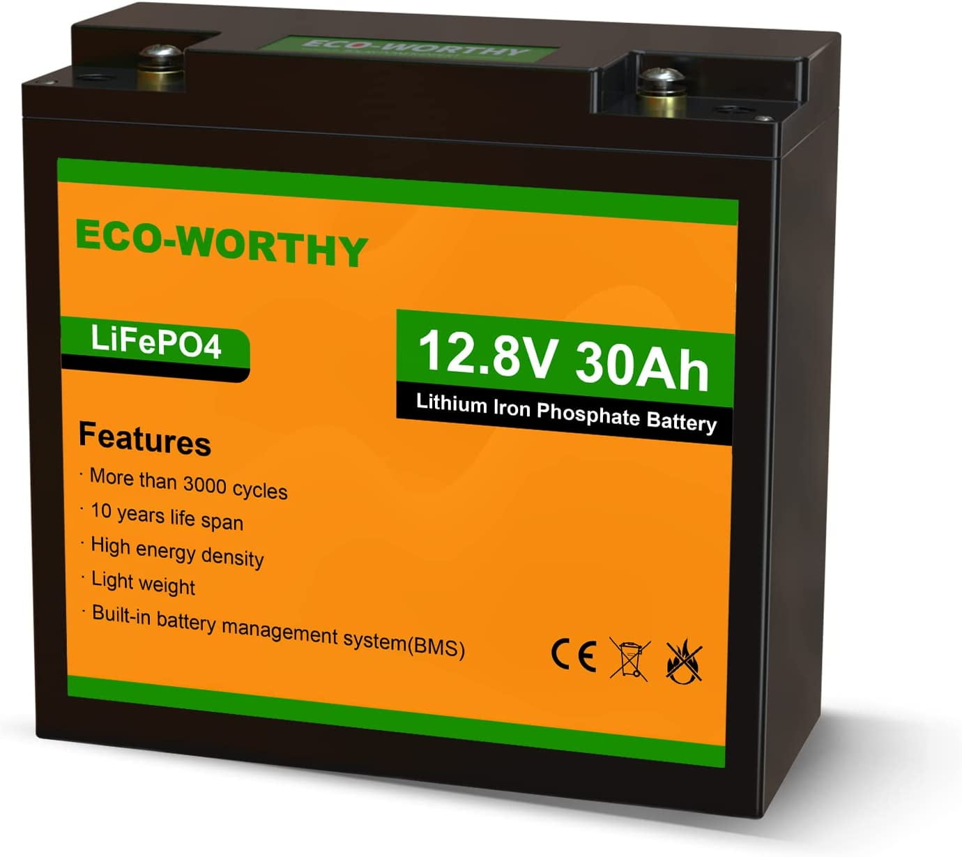 ECO-WORTHY 12V 50Ah Trolling Motor LiFePO4 Lithium Battery with BMS, 3000~15000 Times in Deep Cycle, for 30~50lb Trolling Motor, Travel Trailer, RV, Marine, Solar, Power Wheel Chair