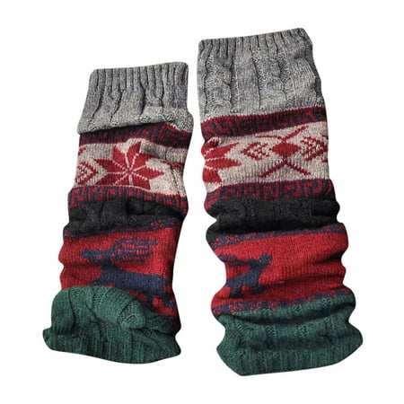 

MRULIB accessories Winter Warm Leg Warmers Cable Knit Knitted Crochet High Long Socks Leggings Socks Green
