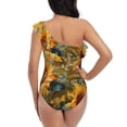 thumbnail image 5 of Rateoe Sunflower Field Art Pattern Women One Piece Swimsuits Tummy Control One Shoulder Bathing Suits Ruffle Swimwear-X-Large, 5 of 6