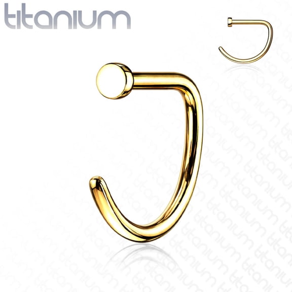 Titanium Nose Ring Hoop 20  18 Gauge D Shape With Flat End