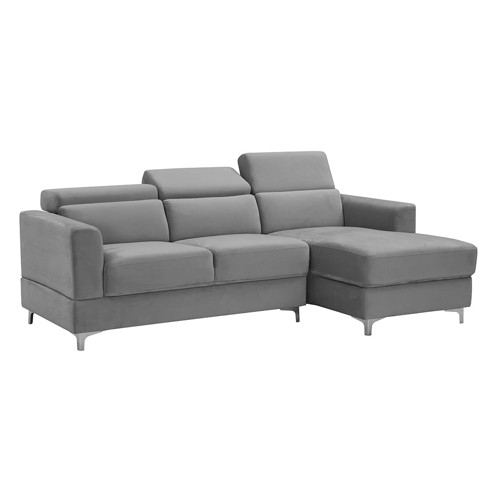 Kepooman Modern L-Shaped Sofa Sleeper Bed, Velvet Facing, Gray Kepooman Modern L-Shaped Sofa Sleeper Bed, Velvet Facing, Gray