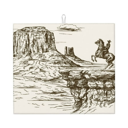 

Naloa Western Desert Cowboys 1 Dish Drying Mat for Kitchen Counter Heat Resistant Drainer Mats Absorbent Draining Mat Dish Rack Pad 16 x18