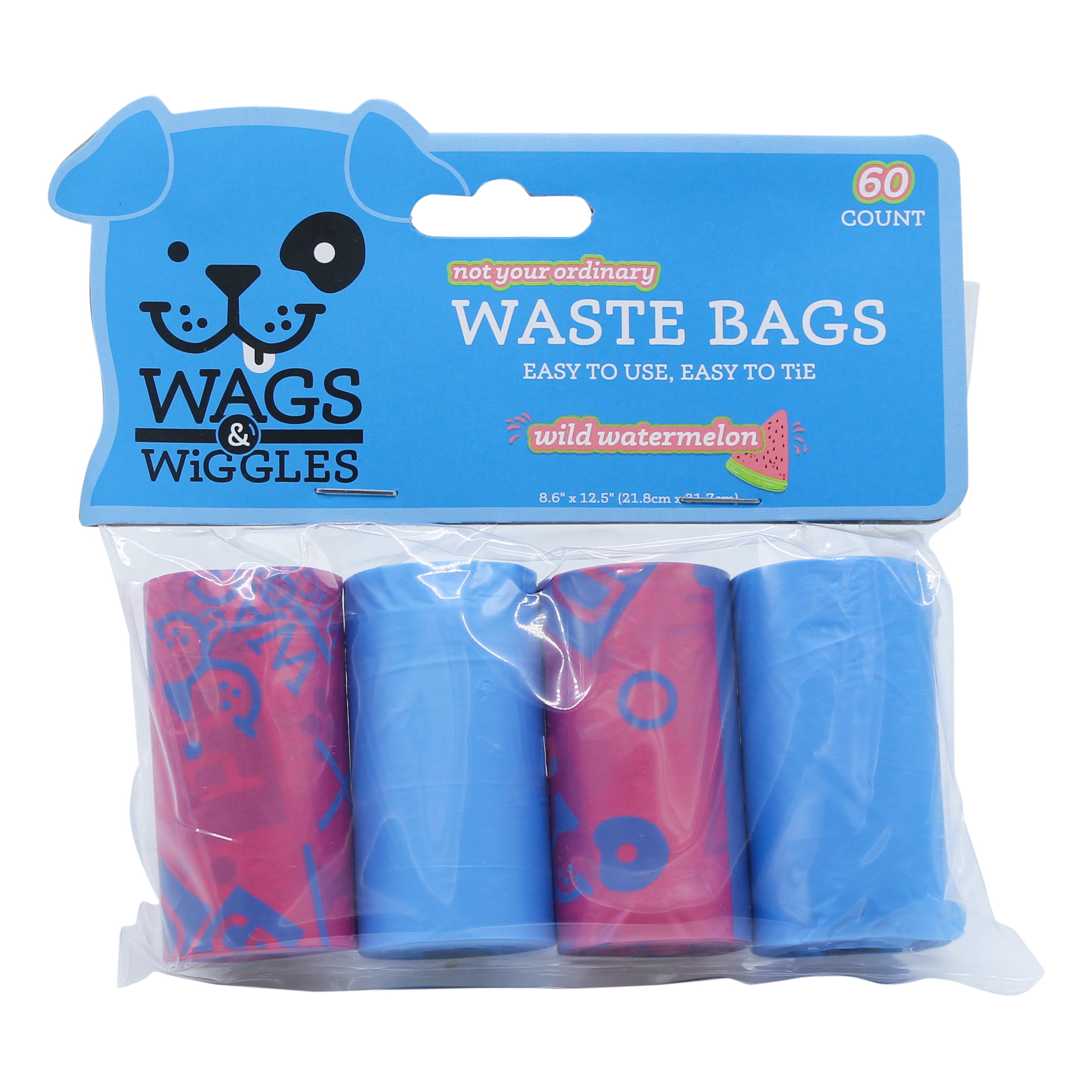 Wags & Wiggles Large Scented Dog Waste Bags, Watermelon Scented Dog