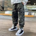 thumbnail image 2 of Hessimy Boys Cargo Pants With Pockets Casual Drawstring Cotton Relaxed Fit Full Long Girls Pants Street Dance Sports Pants (Camouflage,12-13 Years), 2 of 6