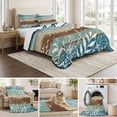 thumbnail image 6 of Quilts King Size, Blue Brown Botanical Soft Comforter Bedding Set for Bed, Farmhouse Wooden Leaves Lightweight Quilted Bedspread with Pillow Cover(2 Pieces) for All Season, 96x106 Inch, 6 of 9