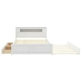 thumbnail image 6 of Harper & Bright Designs Queen Size Bed Frame with Storage Headboard & Led, Wooden Platform Bed with 2 Drawers and Trundle Bed, White, 6 of 15