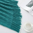 thumbnail image 4 of Navy Throw Blanket Textured Solid Soft Sofa Couch Decorative Knitted Blanket, 60" x 80" Navy, 4 of 5
