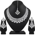 thumbnail image 2 of Indian Traditional Wedding Silver Plated Choker Necklace Earrings Set Bollywood Ethnic Fashion Jewelry For Women, 2 of 3