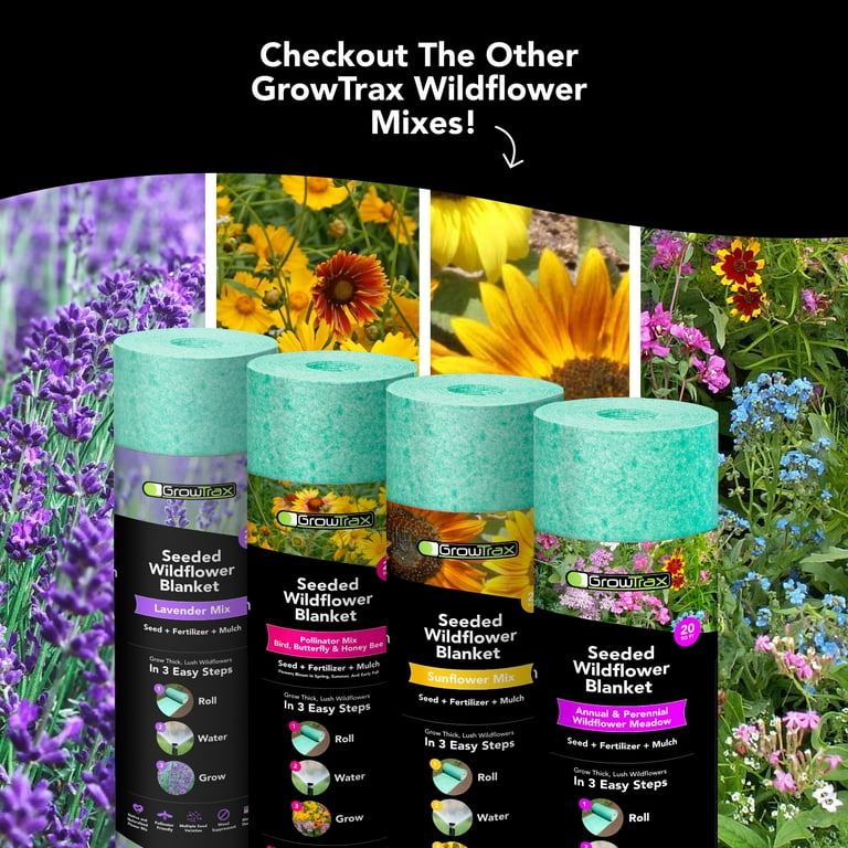 GrowTrax 20-ft. x 1-ft. Annual & Perennial Sun & Shade Wildflower Meadow  Mix Seed Blanket, 0.7 lbs. - Walmart.com