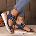 thumbnail image 5 of Tdoqot Wedge Sandals for Women- Comfortable Casual Beach Summer Espadrilles Sandals Dark Blue Size 5.5, 5 of 9