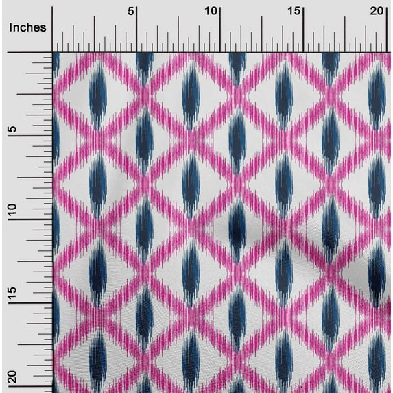oneOone Viscose Jersey Fabric Diamond Ikat Print Fabric By The Yard 60 Inch Wide