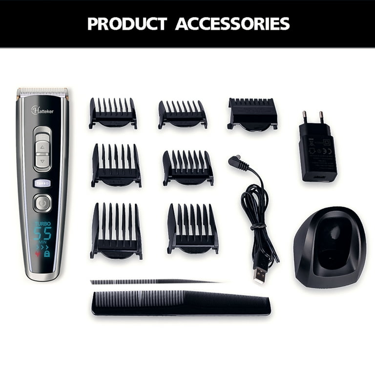 Hatteker Profi Hair Clipper Hair Clipper Hair Trimmer Men Beard Trimmer  Long Hair Clipper USB Rechargeable LED Display