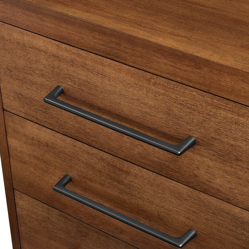 Modern Double Pedestal L-Desk Wood Office Desk Rich Medium Brown