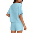 thumbnail image 5 of Stamzod Two Piece Sets for Women Trendy Summer Short Sets Travel Vacation Outfits Matching Sweatsuit Light Blue XL, 5 of 6