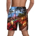 thumbnail image 2 of Lsque Mens Swim Trunks Tropical Beach Candlelight Pattern - Bathing Suit Compression Liner - Beach Swim Shorts Swimwear - (S-3XL) - Stretch Quick Dry -Medium, 2 of 9