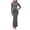 Grey, variant on Women Long Sleeve Bodycon Maxi Dresses Solid Elegant Stand Collar Slim Fit Wedding Party Dress Black XL