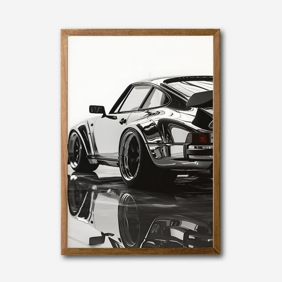 Monochrome Classic Sports Car Canvas Wall Art  Modern Automotive Decor