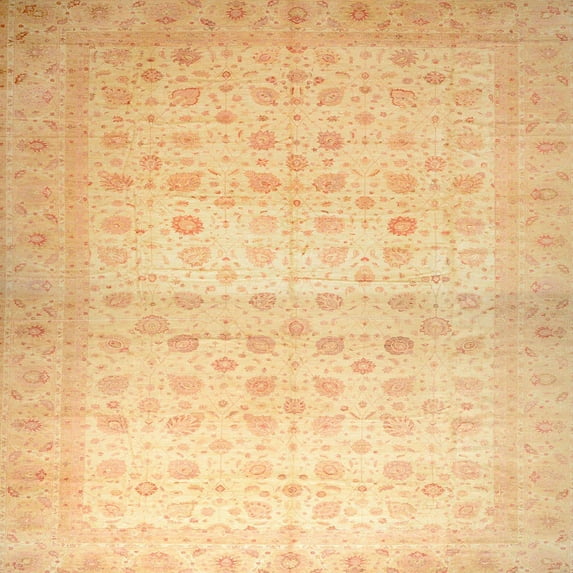 Ahgly Company Indoor Square Abstract Orange Oriental Area Rugs, 3' Square