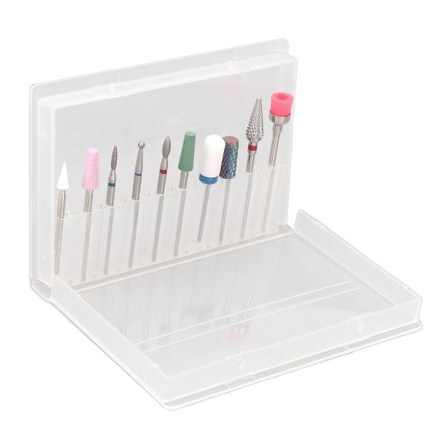Juego de 10 brocas para uñas, portátiles, para quitar el esmalte y el pegamento de uñas, brocas de cerámica para uñas para mujeres y niñas.