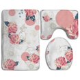 thumbnail image 1 of ABPHQTO Rosa Flor Rosa Floral Juego de alfombras de baño de 3 piezas Alfombra de baño Alfombra de contorno y tapa de inodoro, 1 of 2