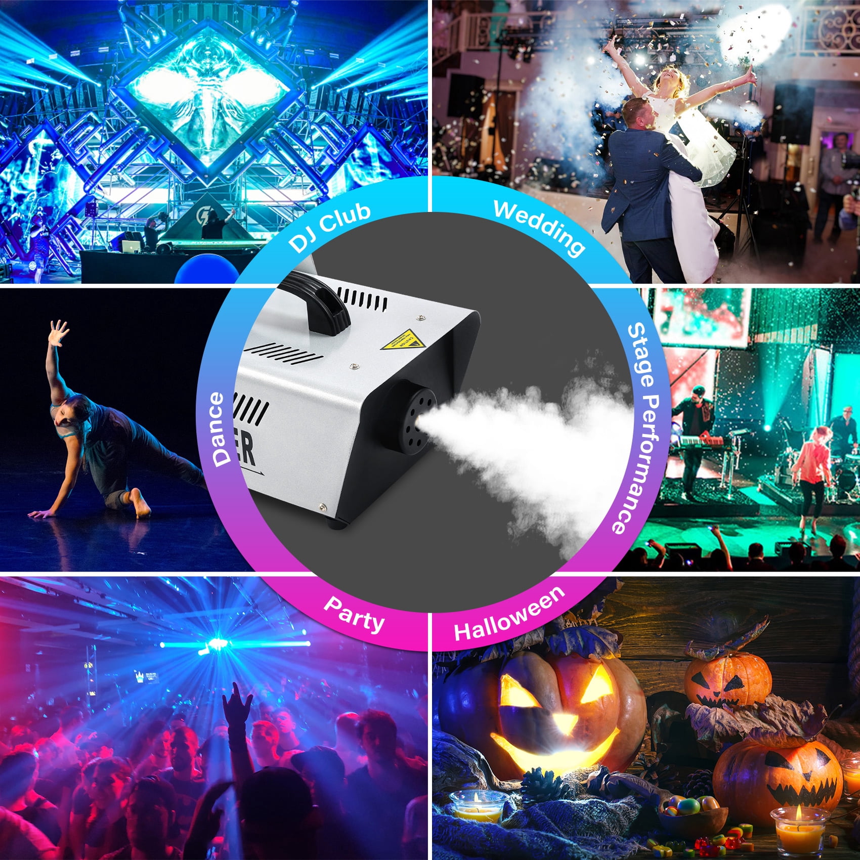 TCFUNDY 900W Fog Machine 5000cu.ft/min Fogger Smoke Maker with Wireless Remote Controller