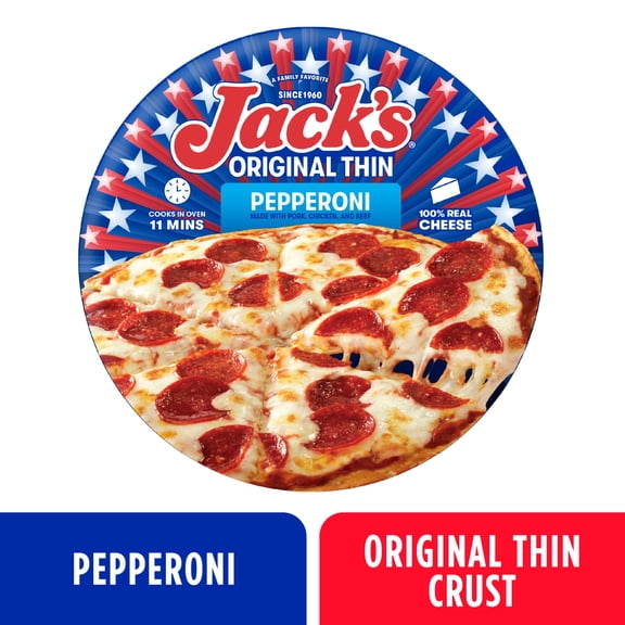 Jack's Frozen Meat Pizza, Pepperoni and Cheese, Original Thin Crust Pizza for Grilling, 14.3 oz (Frozen)
