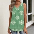 thumbnail image 5 of Iaqnaocc Tank Tops for Women Summer Sleeveless Loose Fit Western Ethnic Style Pleated Tunic Dressy Casual V-Neck Womens Tops Trendy Shirts Green XXL, 5 of 6