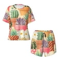 thumbnail image 4 of Naloa Succulent And Cactus Women's Short-Sleeved Pajama Set, Loungewear, Summer pajamas, Breathable Cozy - XX-Large, 4 of 9