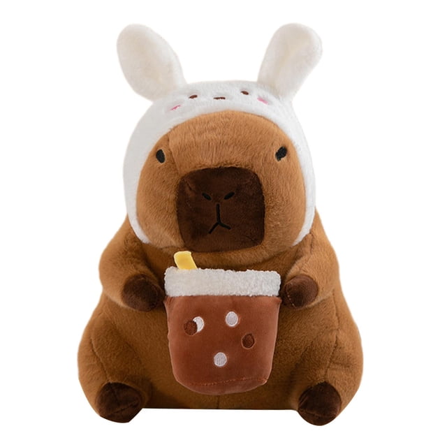 Peluche de carpincho, muñeco de carpincho de peluche, decoración para habitación de niños, coleccionable, cómodo Sombrero blanco