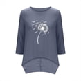 thumbnail image 6 of Linen Tops for Women Retro Embroidered Summer Boho Peasant Blouses 3/4 Sleeve Round Neck Casual Loose Fit Clothes Cute Tops For Women, 6 of 6
