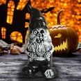 thumbnail image 4 of nvzhuang Halloween Resin Gnome Standing Gothic Black Skull Face Doll Table Decor Shelf Figurines for Home, 4 of 7