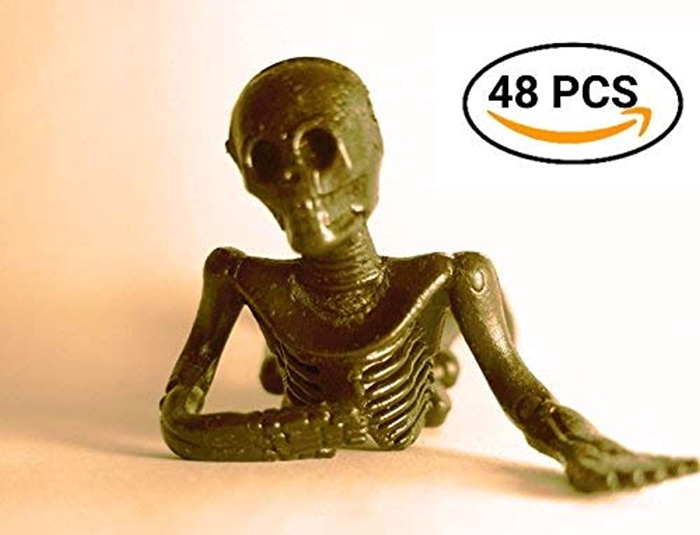 UpBrands 48 Stretchy Toys, Party Favors for Kids Halloween Skeletons, 12 Colors Bulk Set, Kit for Easter Egg Basket Stuffers, Goodie Bags, Pinata Filler, Small Toys Classroom Prizes