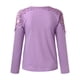 thumbnail image 4 of Gibobby Playera De Algodón Camiseta de manga larga con cuello redondo y costuras huecas de color liso para mujer（Morado， L), 4 of 5