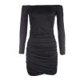 thumbnail image 1 of Vestido De Cadera Con Paquete De Fiesta Ajustado Con Pliegues Y Hombros Descubiertos Para Mujer Sexy (Negro) (M)-197113.09 Tmvgtek Mujer, 1 of 8