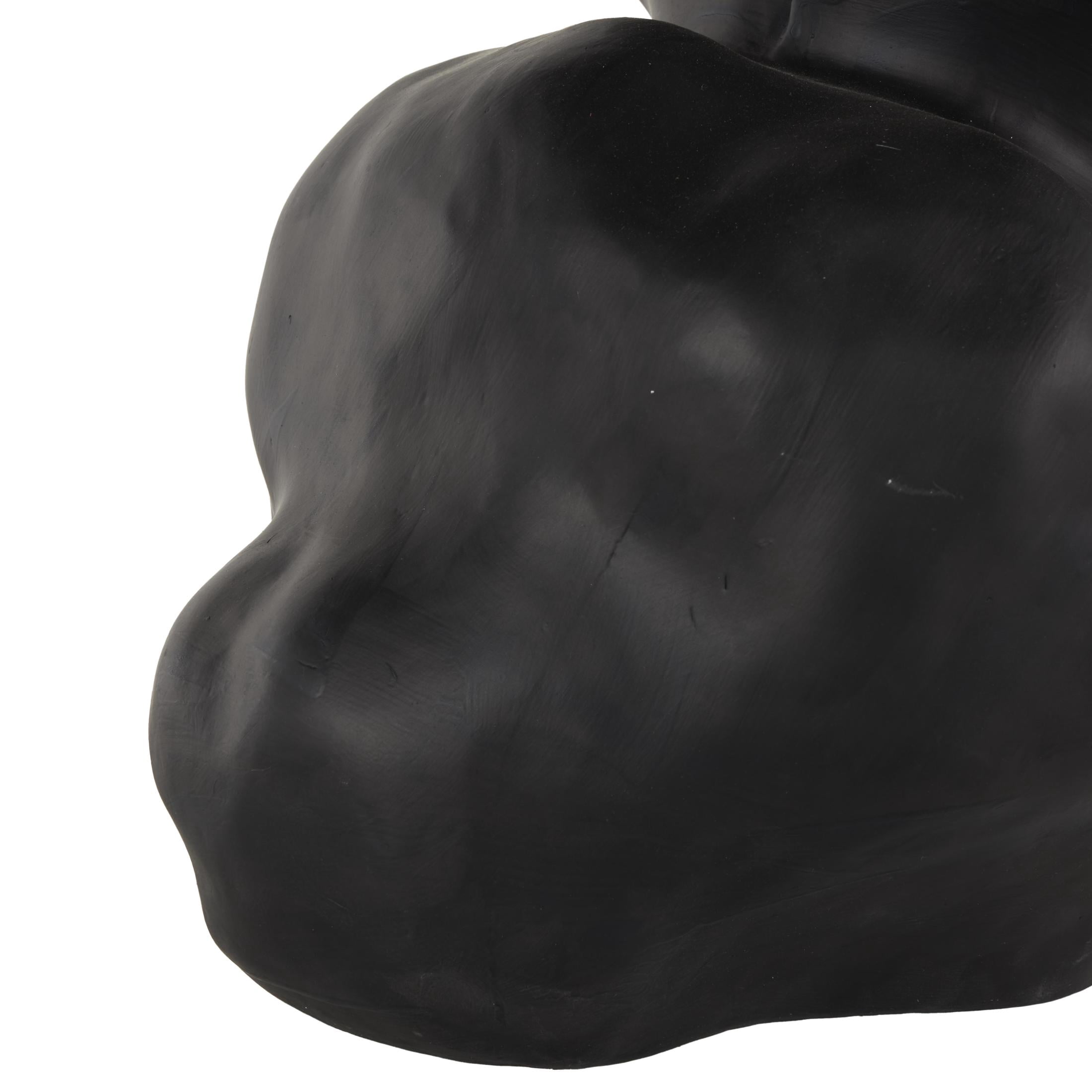 DecMode 13" Abstract Wide Rounded Floral Shaped Black Ceramic Vase with Petal Rim