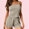 thumbnail image 3 of Liuchenyi Under $10 Womens Pajama Shorts Set Rib Strip Home Pajamas Cute Sleepwear for Women M, 3 of 4