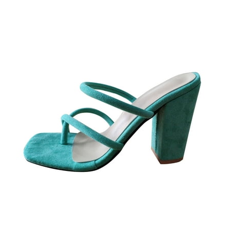 

autumn winter shoes Women s Fashion Thick Heel Large Size Thin Strap Toe Sandals And Slippers