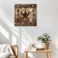 thumbnail image 3 of Rustic Country Wooden Wall Clock Silent Non Ticking, Western Stars Brown Texture Wooden Print Square Wall Clocks Battery Operated, Decor Clock for Home Office, Living Room, Kitchen, 10 Inch, 3 of 9