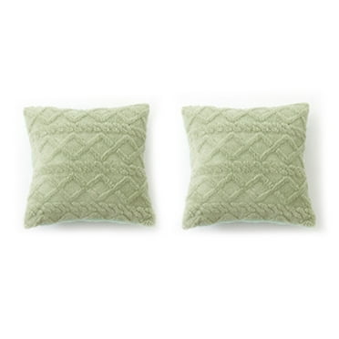AUQ 2Pcs Throw Pillow Covers 18x18, Decorative Pillow Covers with Soft Plush Fabric, Geometric Design for Sofa and Bed,Pea Green