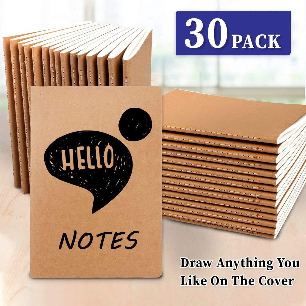 30 Pack Kraft Notebooks, A5 Feela 60 Lined Pages Notebooks and Journals for Making Plans Writing Memos, 8.3 X 5.5 in