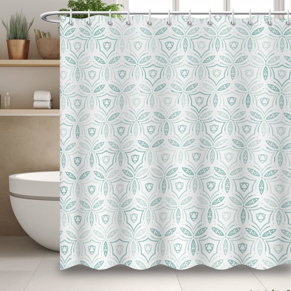 Modern Minimalist Style Shower Curtain, Boho Pattern Waterproof Shower Curtain, Simple Bathroom Decor with 12 Hooks