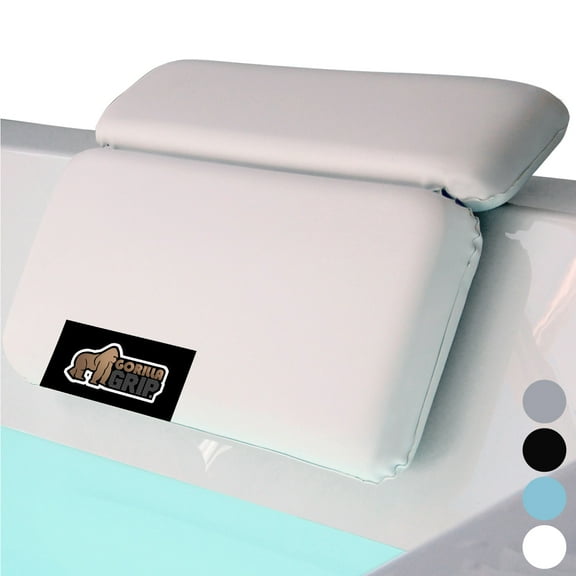 GORILLA GRIP Bath Pillows for Tub, Waterproof Bathtub Pillows, Cushioned Headrest, 2 Panel, White