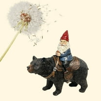 Outdoor Statue in Resin Gnome Riding Bear Design for Funny Garden Yard Patio Flowerbed Lawn Decoration Figurine