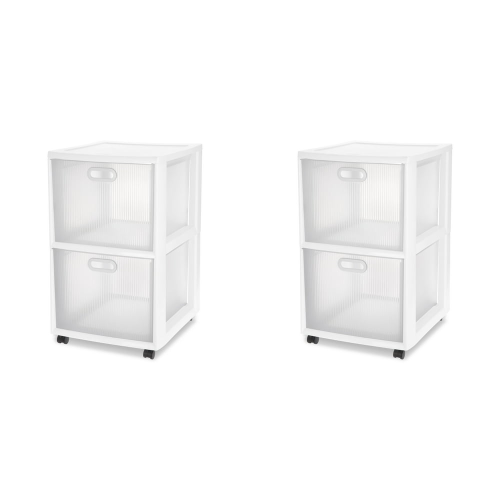 Sterilite Plastic Ultra™ 2 Drawer Cart White Set of 2